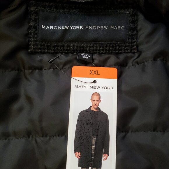 Marc New York -XXL,Gray Glenn Plaid Wool Blend 3/4 Length Coat - Picture 10 of 11